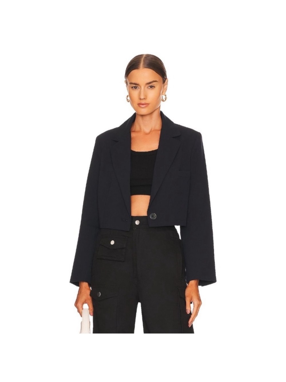 Free People Block Party Crop Blazer in Black